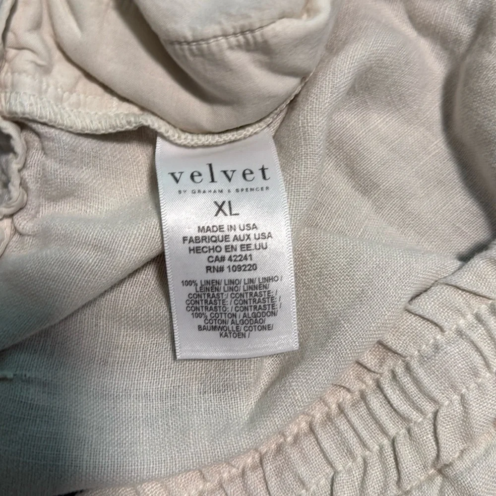 Velvet by Graham and Spencer‎ Linen Pants Cream Drawstring Women's XL - Picture 7 of 9